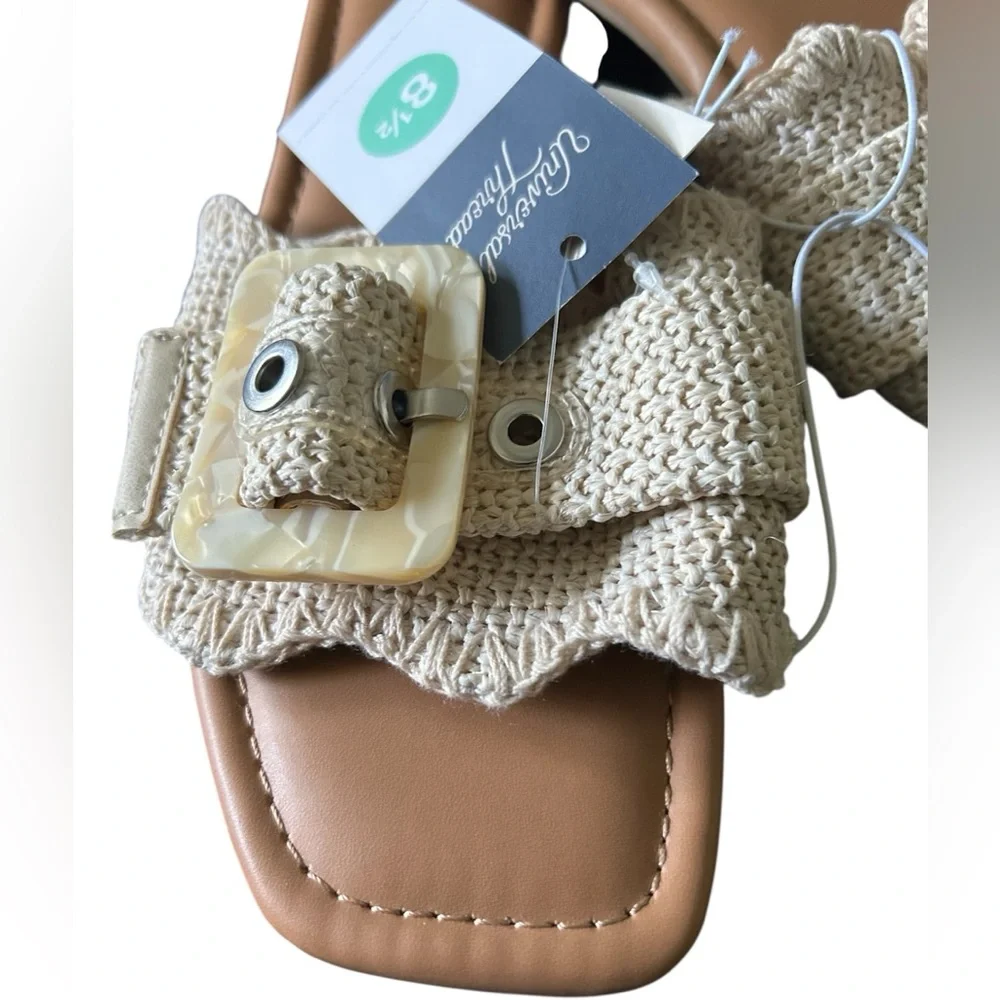 Universal Thread Cream Woven Slide Sandals with Buckle - Picture 2 of 3